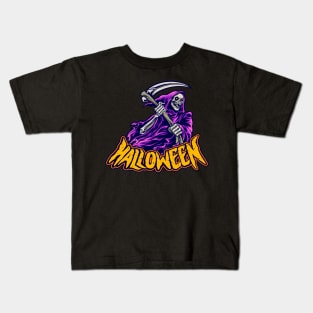 halloween pumpkin skull head illustration Kids T-Shirt